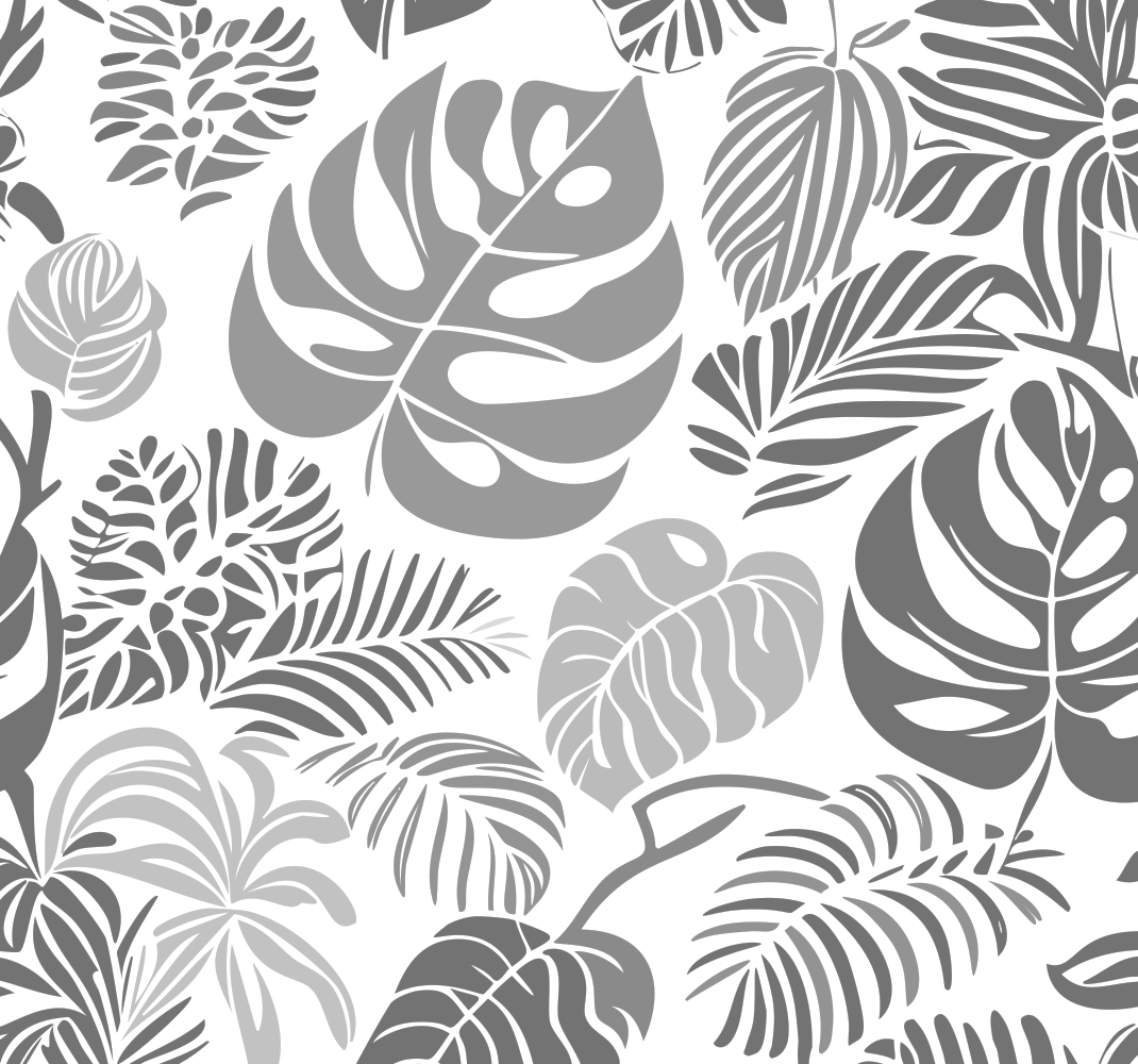 Harmaa vinyylimatto monstera-lehtikuvioilla - Tenstickers