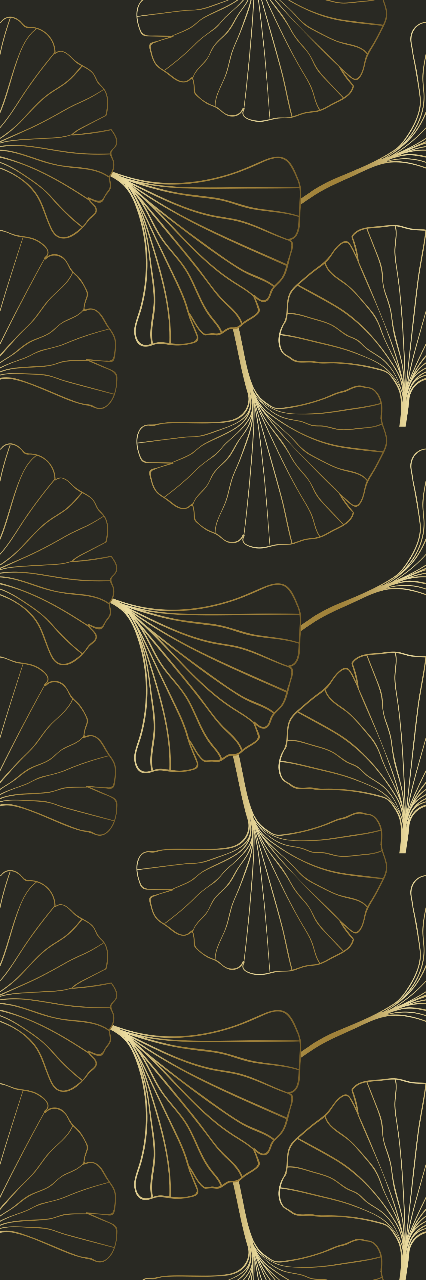 Ginkgo-lehdet hiili-kulta käytävän vinyylimatto - Tenstickers