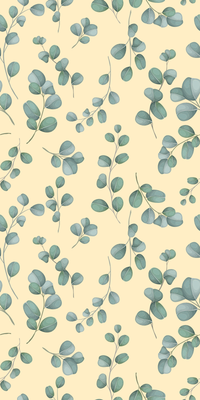 Beige vinyylimatto eukalyptuslehtikuvio - Tenstickers