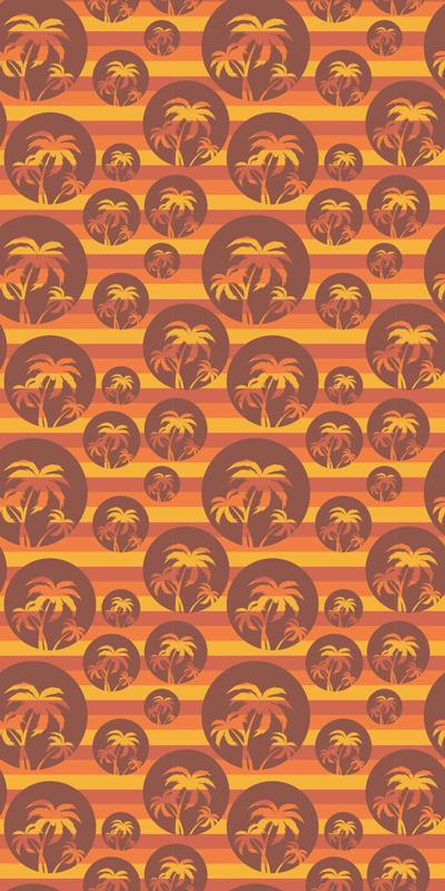 Retro auringonlasku ja palmut vinyylimatto - Tenstickers