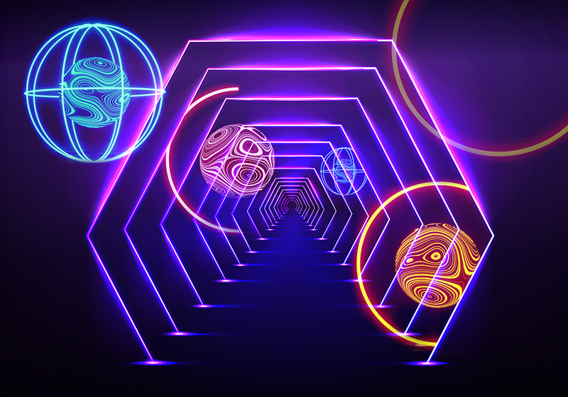 Neon kuusikulmainen tunnelinäköala vinyylimatto - Tenstickers