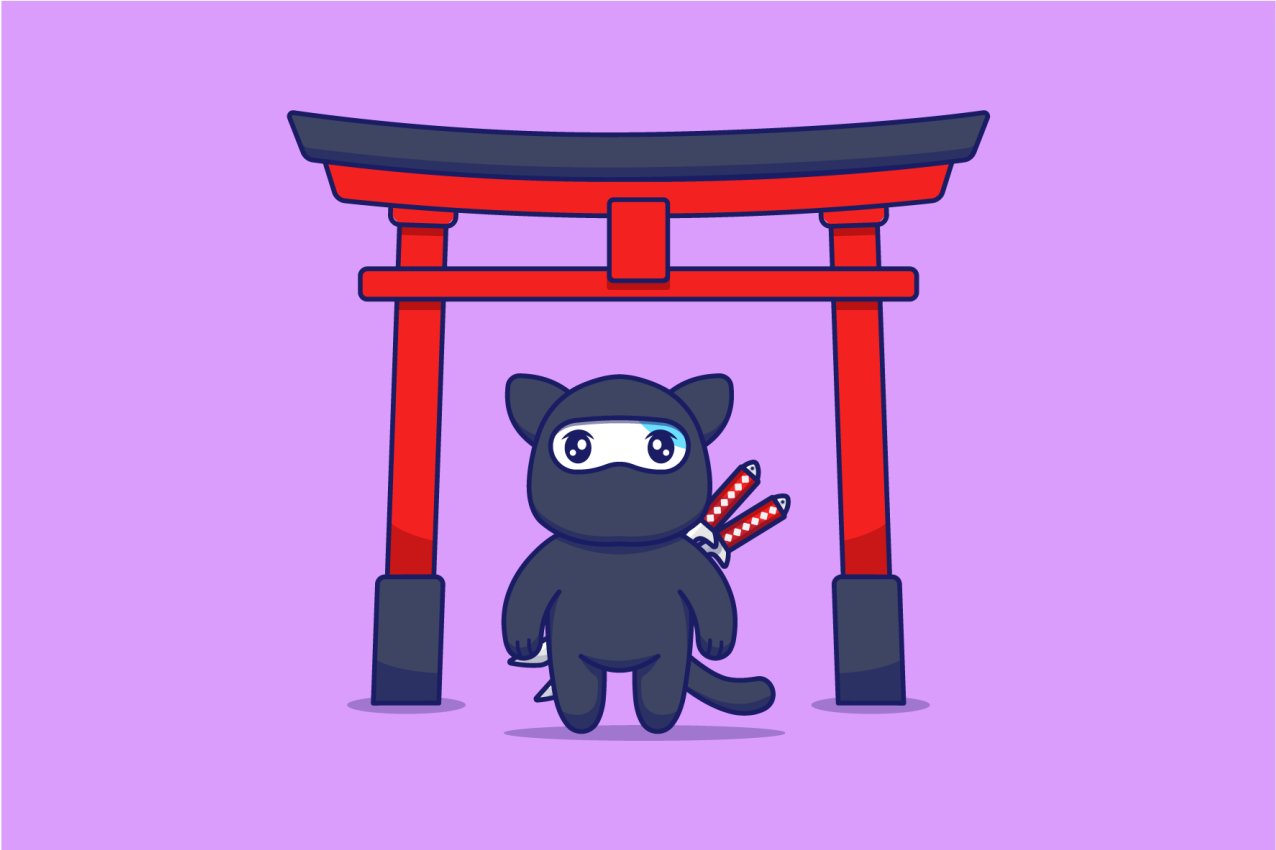 Ninjakissa violetti vinyylimatto - Tenstickers