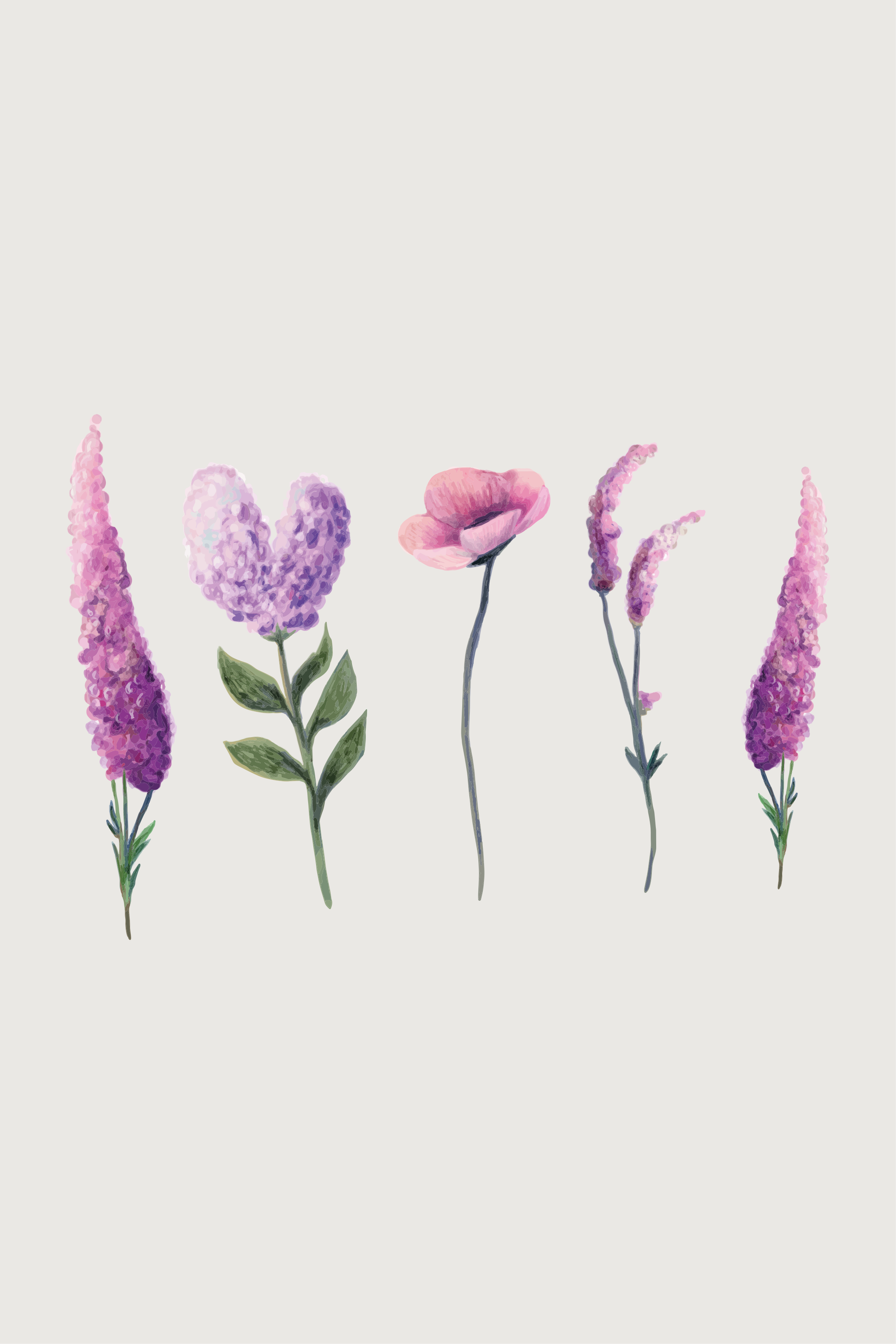 Violetti vinyylimatto neilikankukkakuviolla - Tenstickers