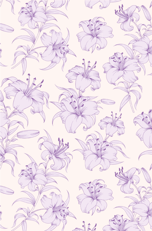 Violetti vinyylimatto kukkivat liljat -kuosisella designilla - Tenstickers