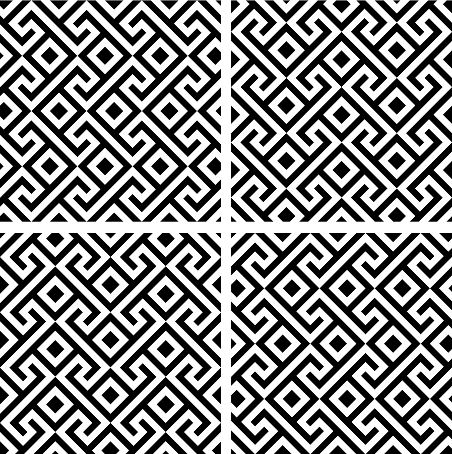 Musta vinyylimatto monimutkaisella geometrisella kuviolla - Tenstickers