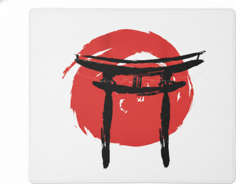 Punainen vinyylimatto japanilaisella maalatulla portilla - Tenstickers