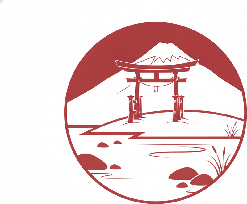 Punainen vinyylimatto japanilainen järvi ja vuoret - Tenstickers