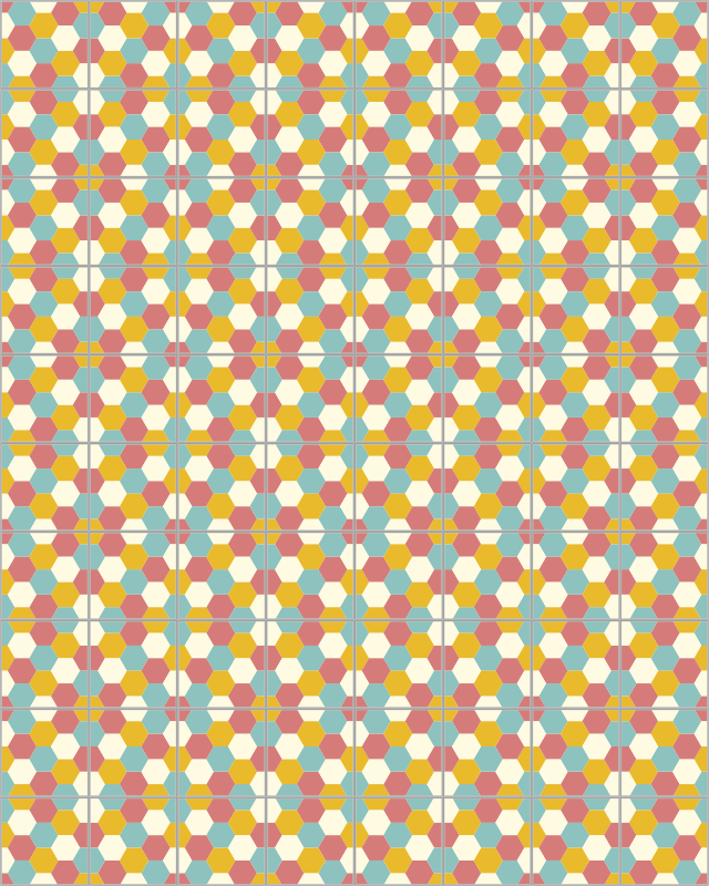 Värikäs kuusikulmio geometrinen vinyyli matto - Tenstickers