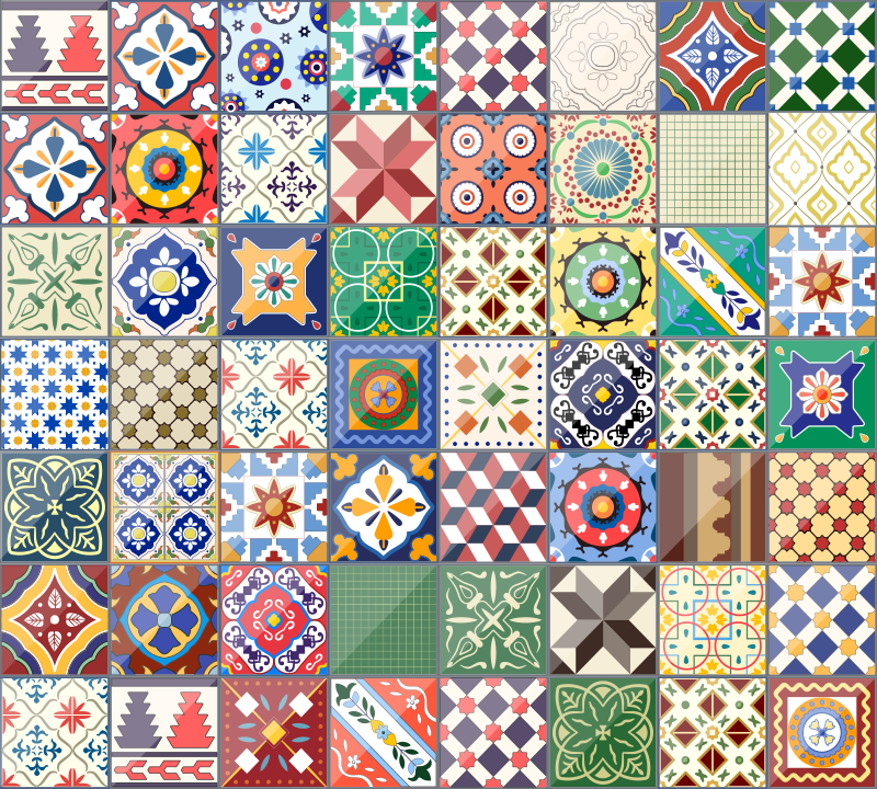 Alkuperäinen neliöinen värikäs vinyylimatto - Tenstickers