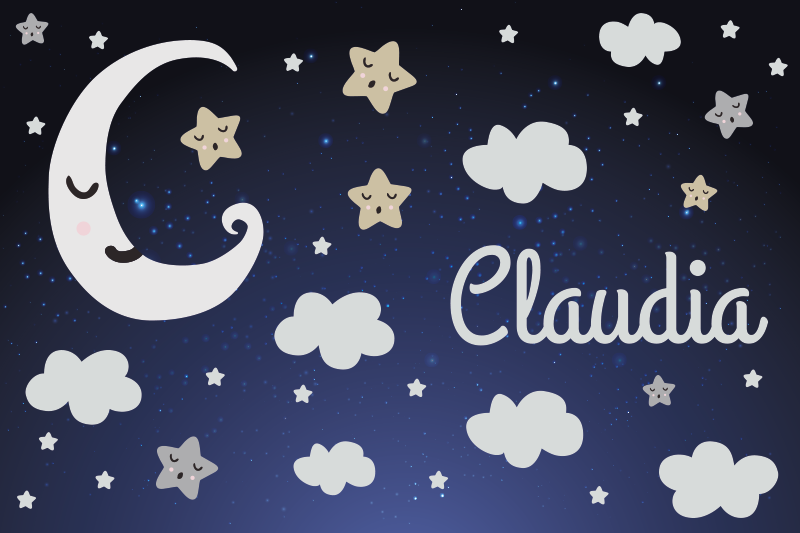 Upea kuu ja tähdet vauvat vinyyli matto - Tenstickers