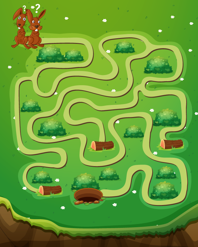 Upea lapset sokkelo peli vinyyli matto - Tenstickers