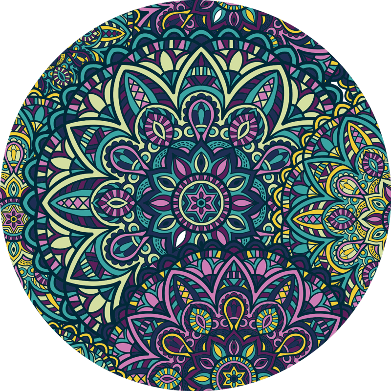Ihmeellinen pyöreä koostumus mandala vinyyli matto - Tenstickers