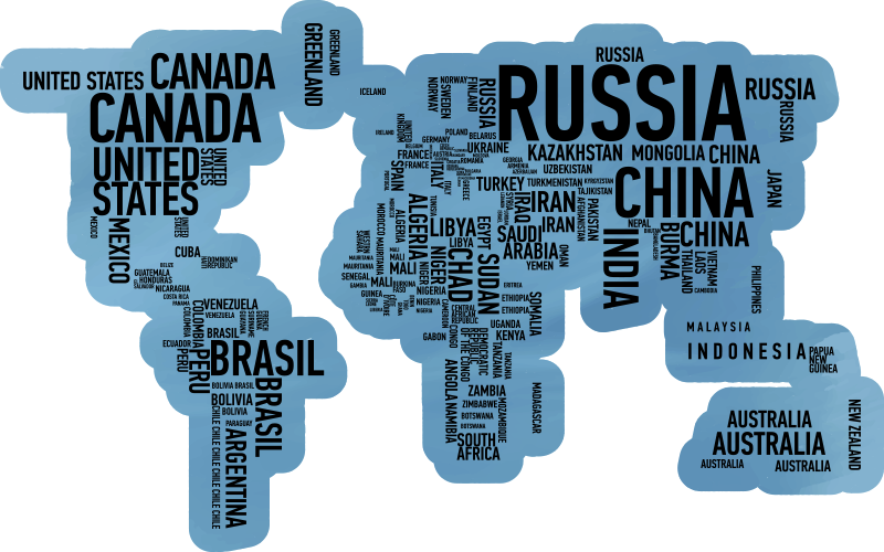 Upea maailmankartta vinyylimatto maantieteellisillä nimillä - Tenstickers