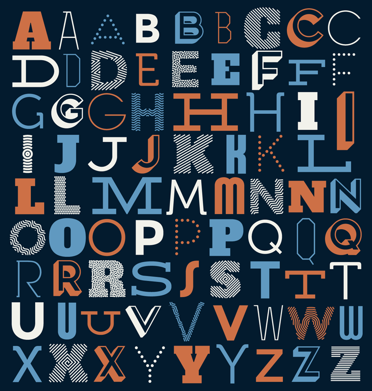 Typografinen aakkoset vinyylimatto abc - Tenstickers