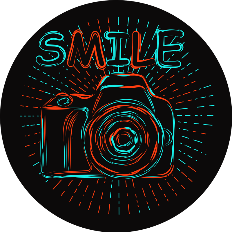 Retrokamera vinyylimatto vintage-tyyliin - Tenstickers