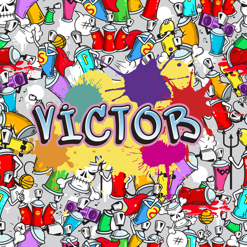 Monivärinen graffiti nimi vinyylimatto - Tenstickers