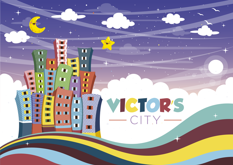 Kaupunkikuvan sateenkaari nimi vinyylimatto - Tenstickers