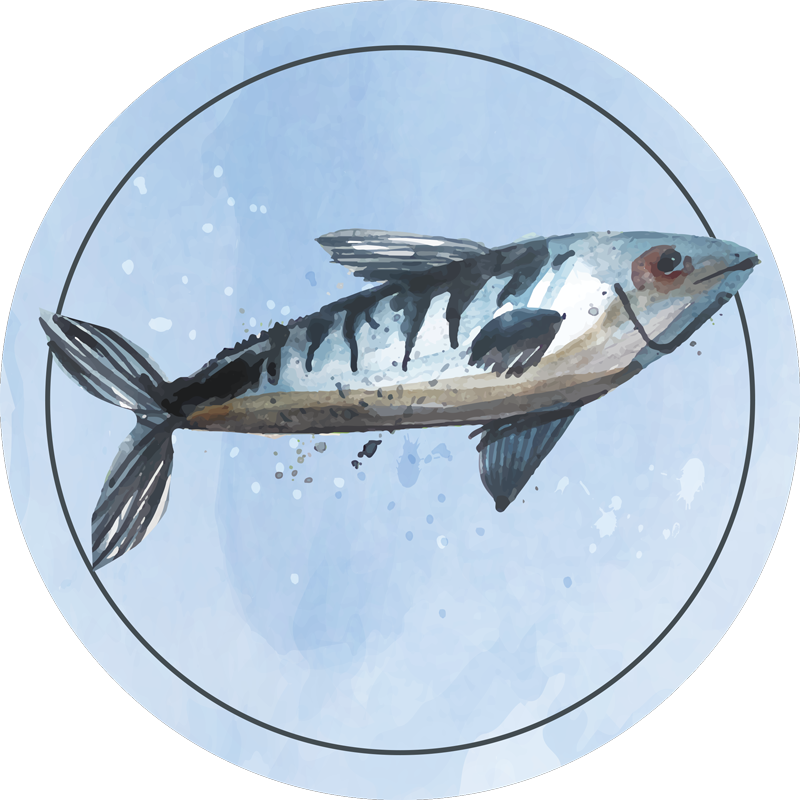 Uniikki suuri kala sininen ympyrä vinyylimatto - Tenstickers