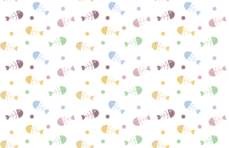 Värikkäät kalanruodot eläin vinyylimatto - Tenstickers