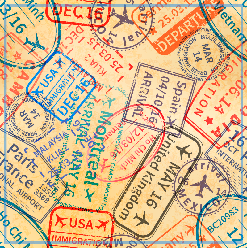 Matkaleima vinyylimatto retro - Tenstickers