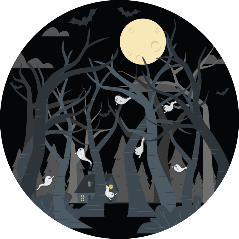 Pelottava metsämaisema halloween vinyylimatto - Tenstickers