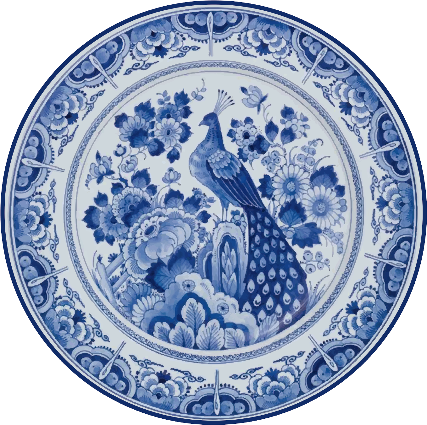 Delftware riikinkukko laatta vinyylimatto - Tenstickers