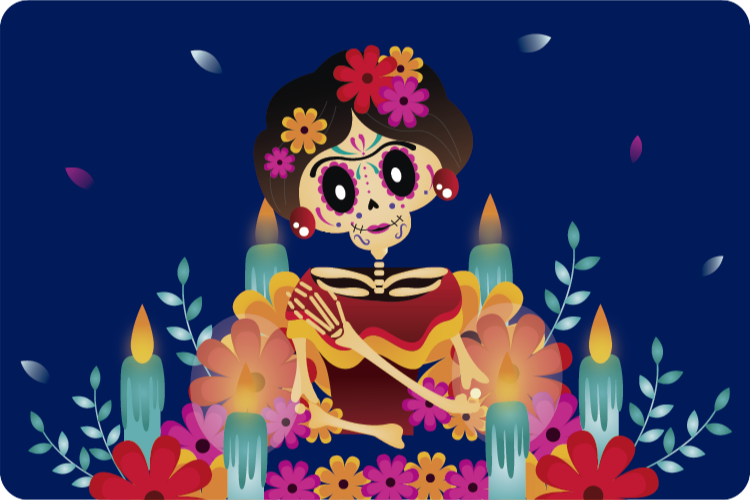 Meksikolaistyylinen nainen halloween vinyylimatto - Tenstickers