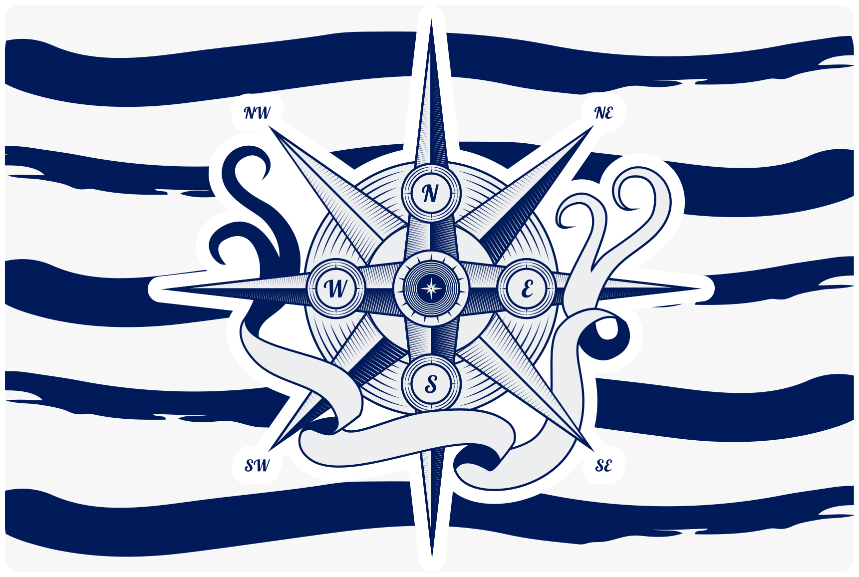 Merikompassi maailmakartta vinyylimatto - Tenstickers