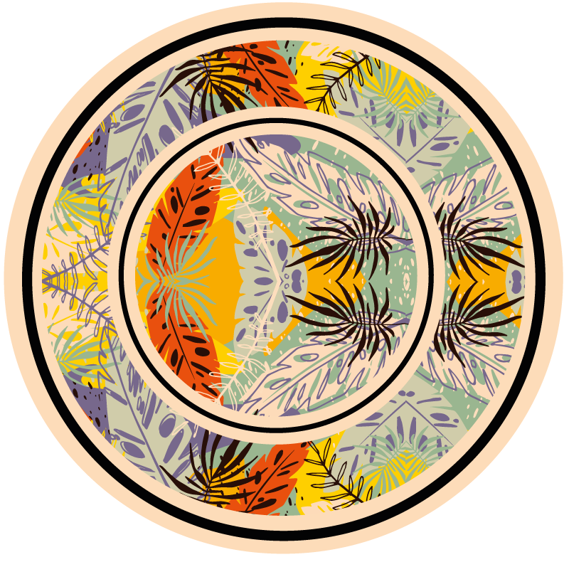 Kasvitieteellinen pyöreä kuvio kukka vinyylimatto - Tenstickers