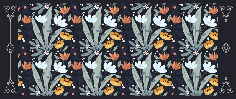 Vintage kukkia kukka vinyylimatto - Tenstickers