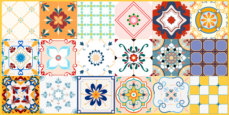 Monivärinen hidraulinen kuvio laatta vinyylimatto - Tenstickers