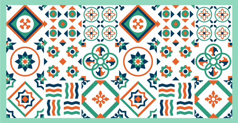 Erilainen värikäs laatta kuvio laatta vinyylimatto - Tenstickers