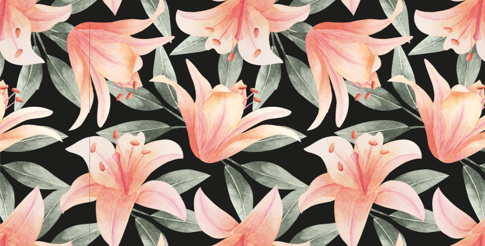 Retro väri kukka kuvio kukka vinyylimatto - Tenstickers