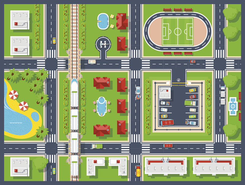 Kaupungin leikkimatto vinyylimatto tie - Tenstickers