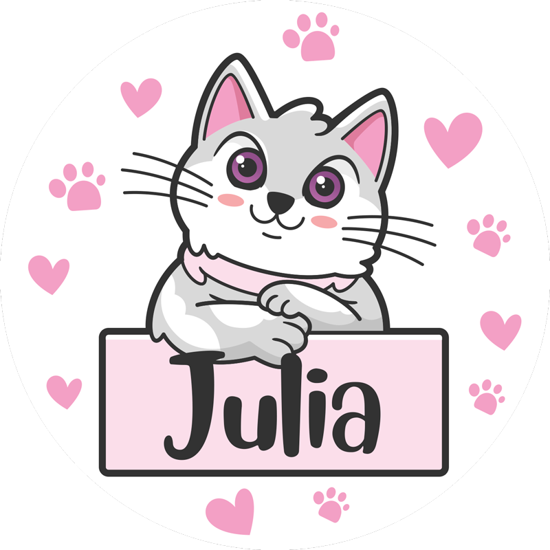 Lasten mukautettava vinyyli matto kissan kanssa nimi vinyylimatto - Tenstickers