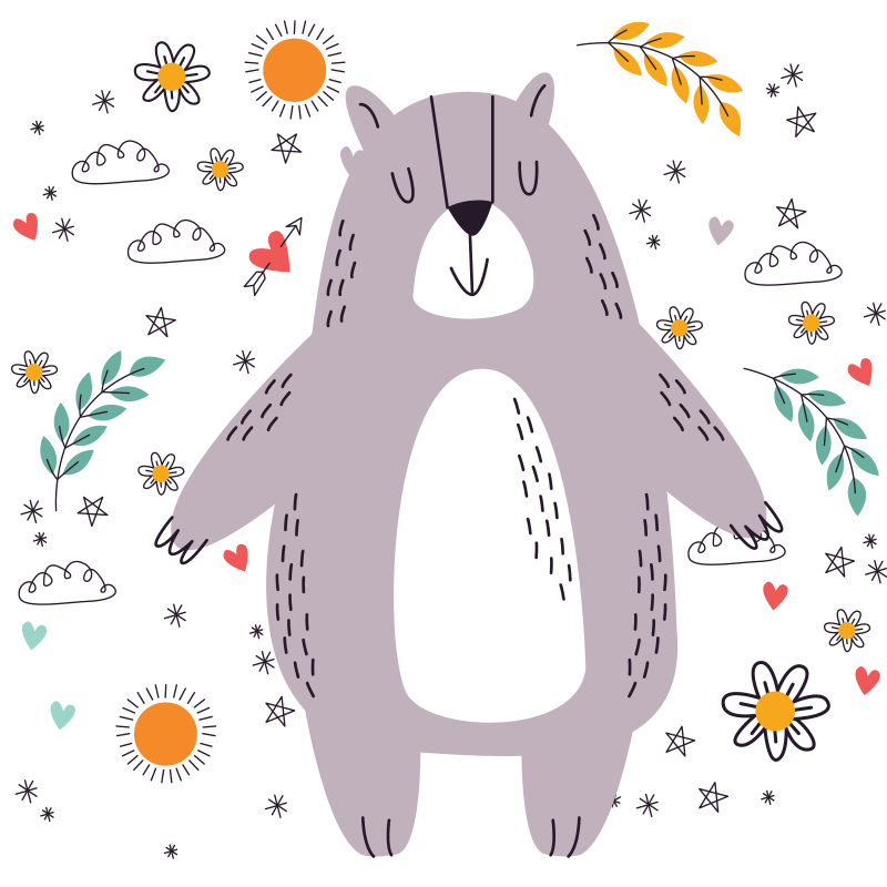 Hassu karhu kuva lastenhuone vinyylimatto - Tenstickers