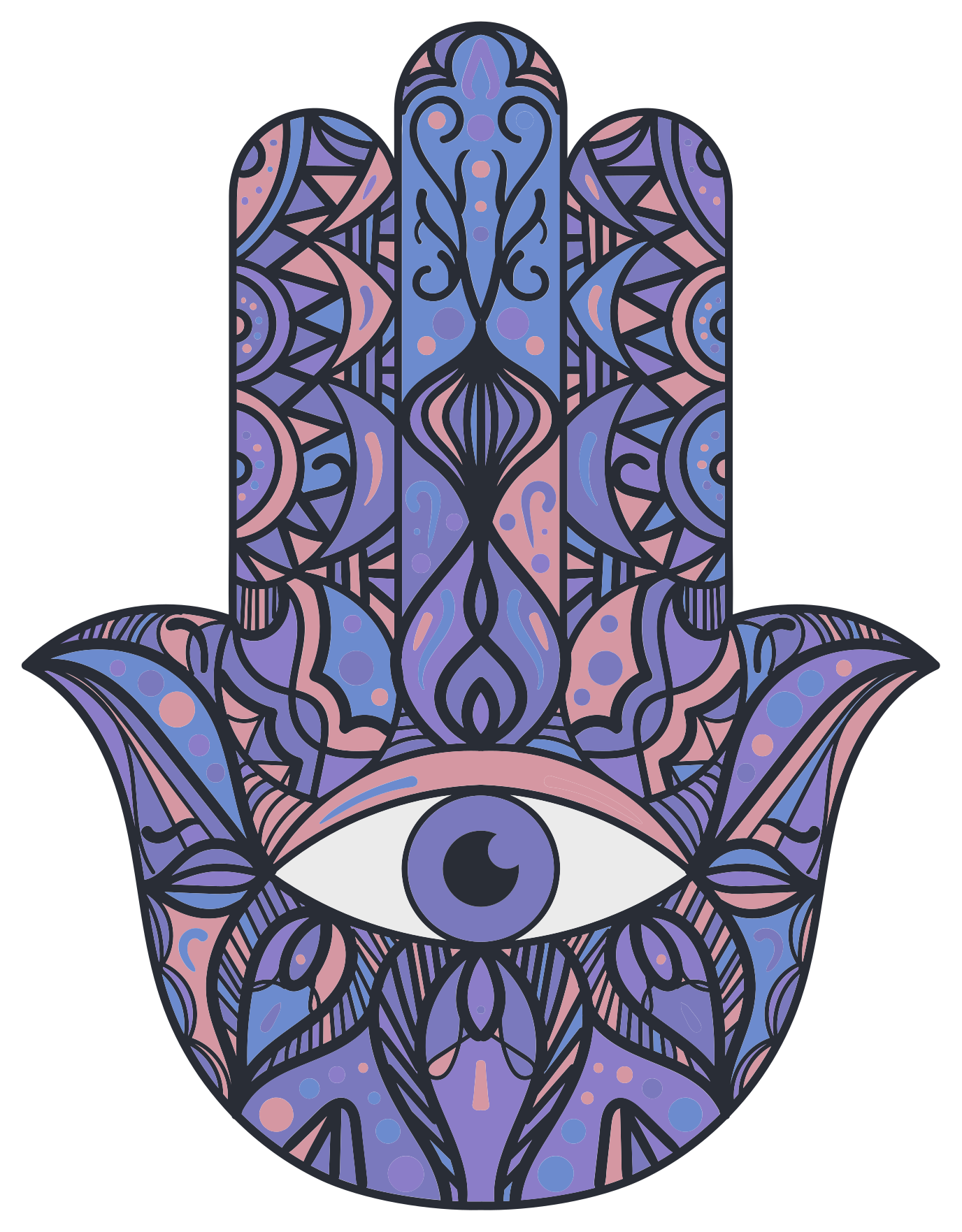 Hamsa-käsikuva vinyylimatto mandala - Tenstickers