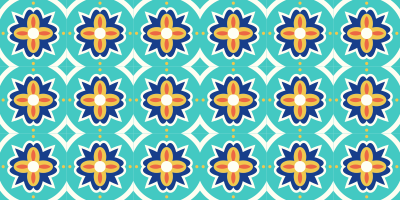 Kukka mosaiikkikuvio laatta vinyylimatto - Tenstickers