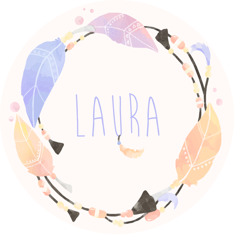 Henkilökohtainen höyhenympyrä nimi vinyylimatto - Tenstickers