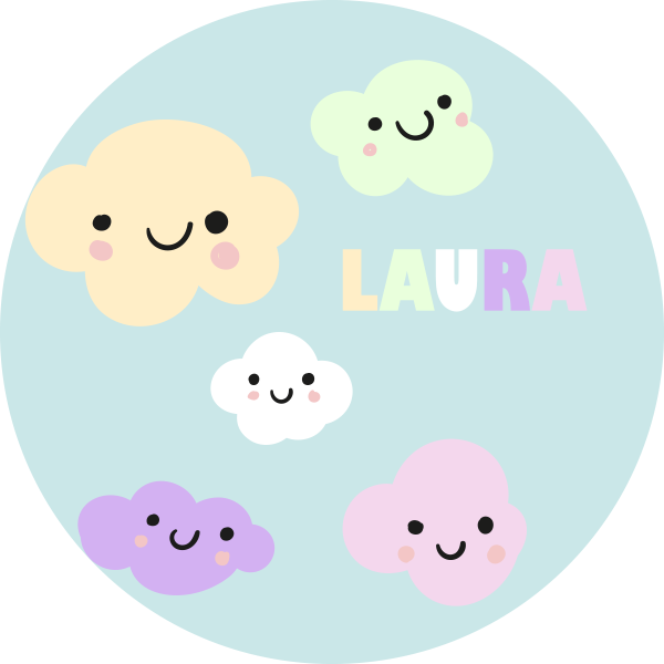 Mukautettavat pilvet nimi vinyylimatto - Tenstickers