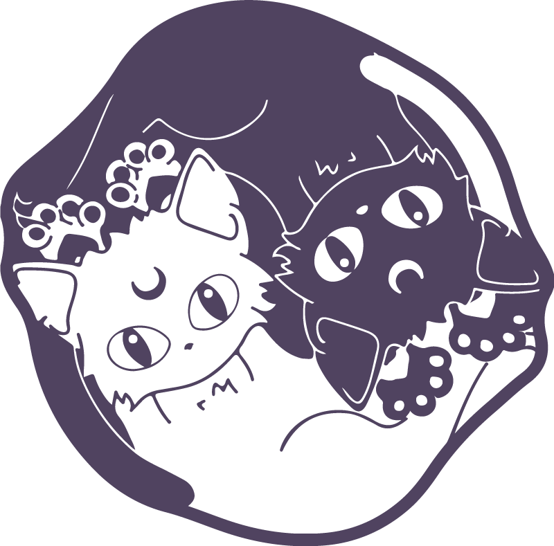 Anime kissa yin yang eläin vinyylimatto - Tenstickers