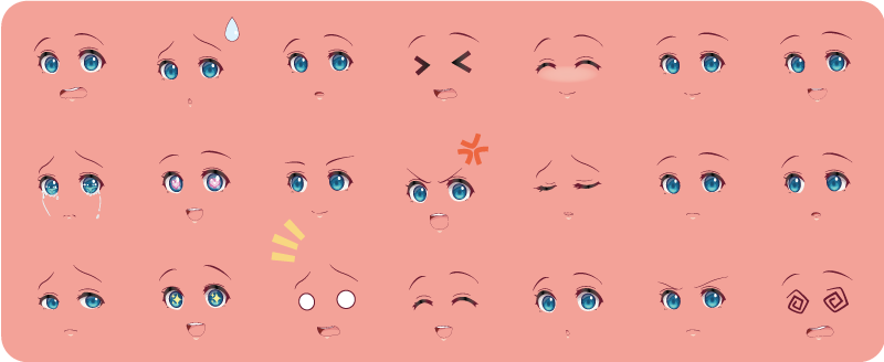 Anime kasvot teinille vinyylimatto - Tenstickers