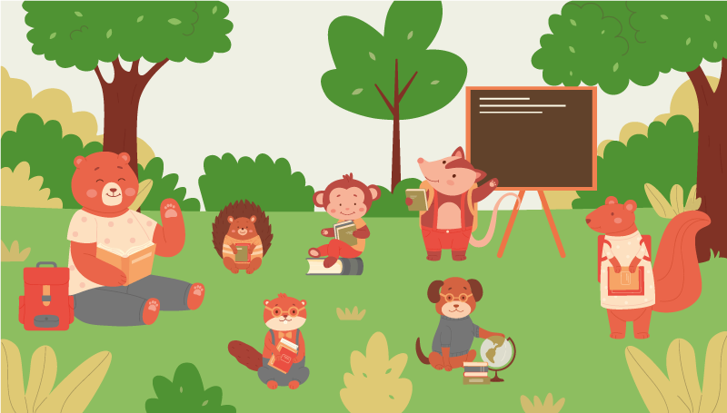 Viidakon luokkahuone lastenhuone vinyylimatto - Tenstickers