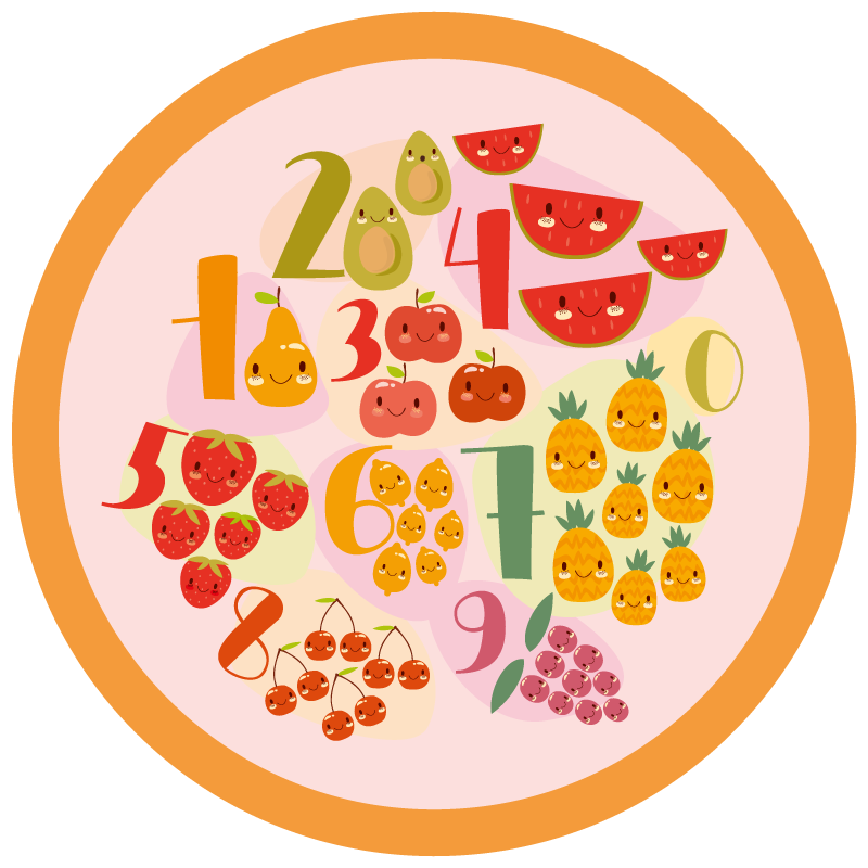 Hedelmäinen laskentaympyrä vinyylimatto peli - Tenstickers