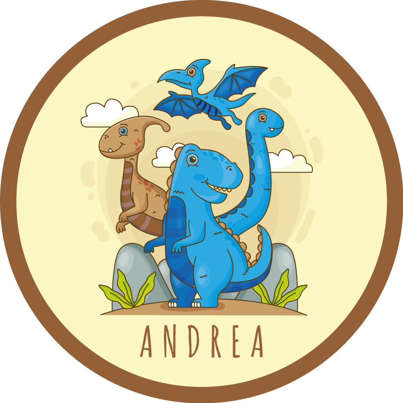 Dinosaurusympyrän kokoonpano nimi vinyylimatto - Tenstickers