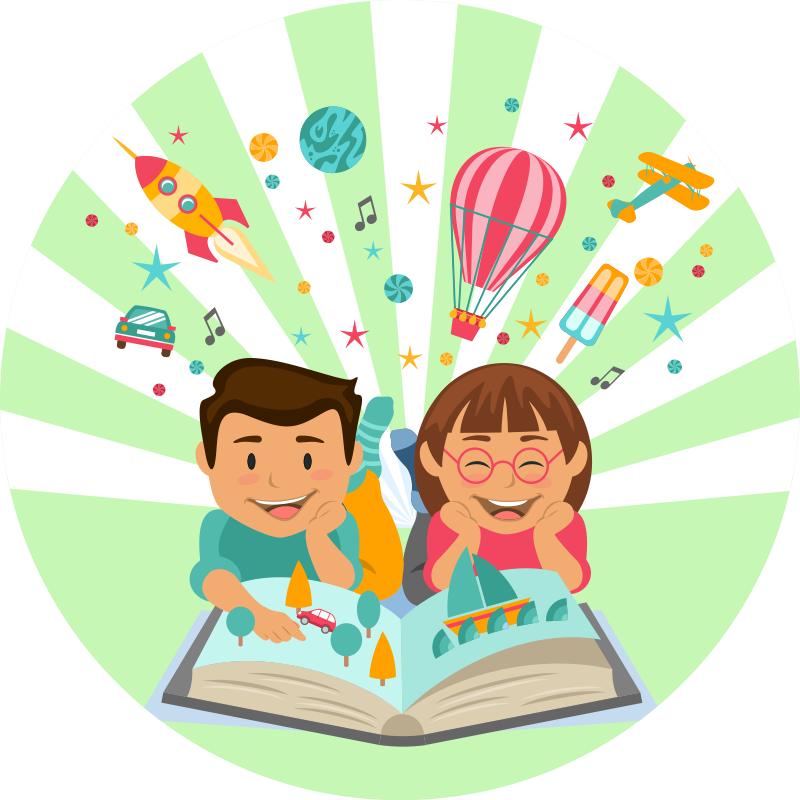 Mielikuvituksellista luettavaa lastenhuone vinyylimatto - Tenstickers