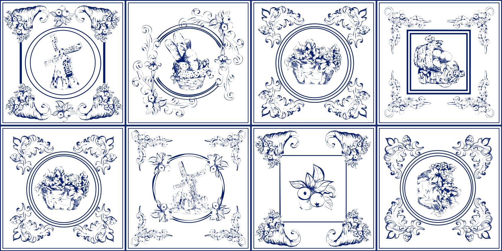 Vintage siniset laatat laatta vinyylimatto - Tenstickers