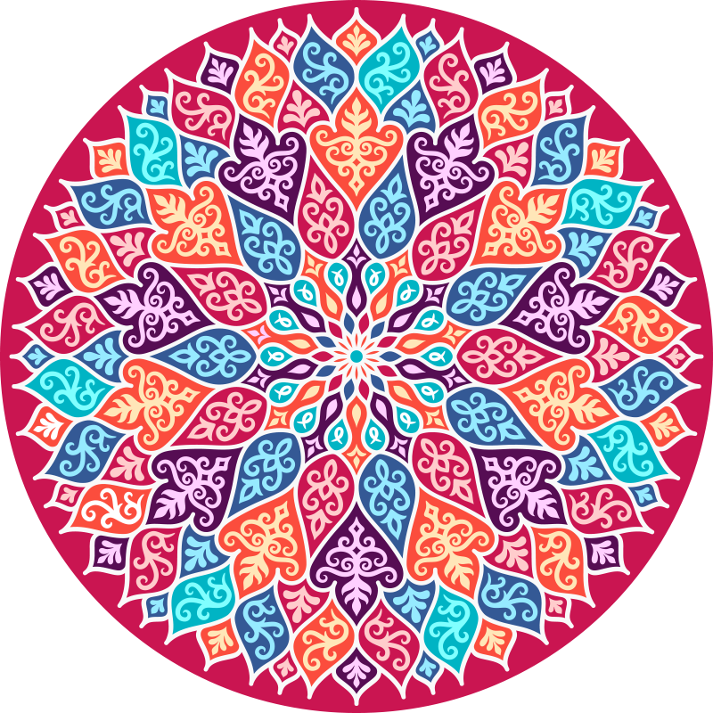 Monivärinen mandala vinyylimatto mandala - Tenstickers