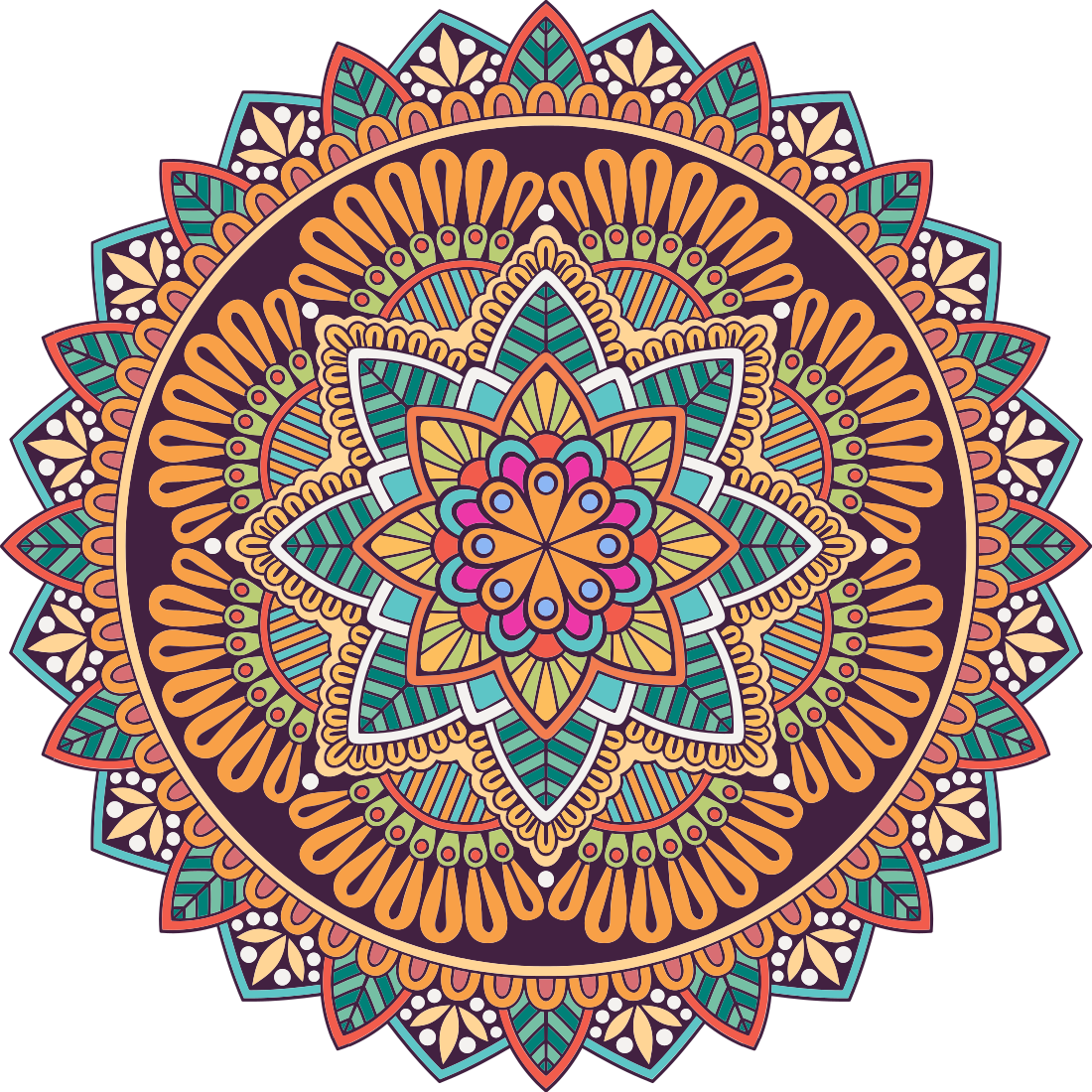 Värikäs mandala kukka vinyylimatto mandala - Tenstickers