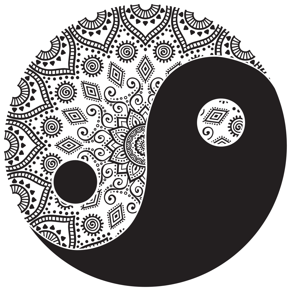 Mandala yin yang vinyylimatto mandala - Tenstickers